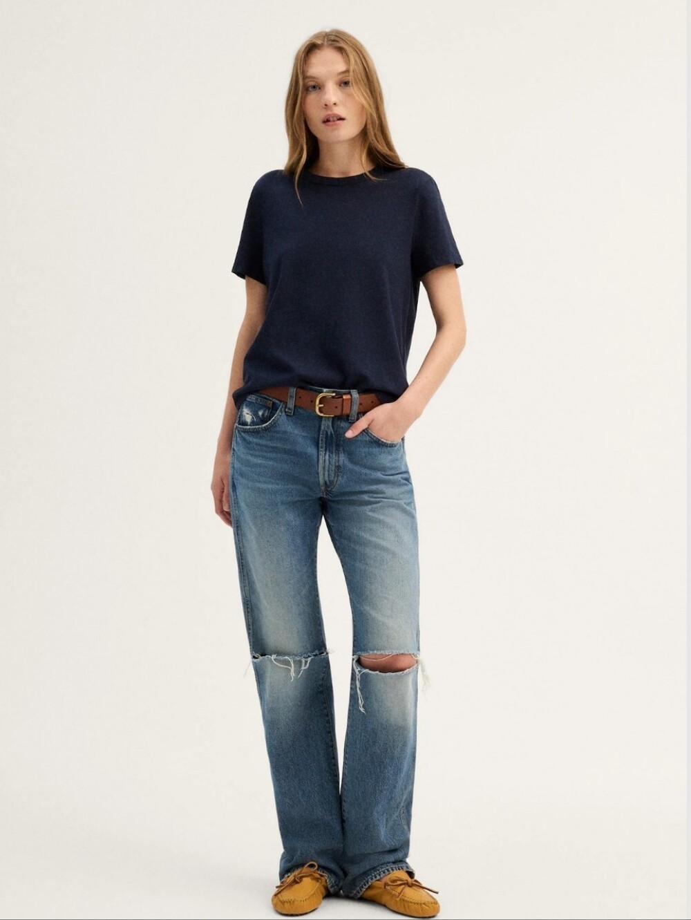 Madewell Perfect Crewneck Tee Women S Navy Blue 100% Cotton NWT $42 NS581